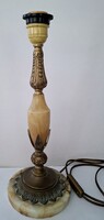 Antik réz és ónix asztali lámpa  39 cm magas