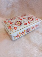 2503/8 Hollóházi porcelán ritkább retro mintás tégla bonbonier