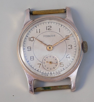 Pobeda original, retro Soviet mechanical, gold-plated, 15 jewels, d:30mm wristwatch. 1950-60 Years