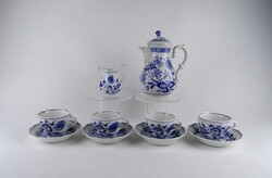 1V657 Régi négy személyes kék fehér Hutschenreuther porcelán teás készlet Meisseni hatású