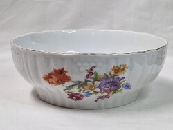 Zsolnay virág mintás Hungária sorozat porcelán pörköltes tál hibátlan állapotban 21,5 cm. átmérőjű