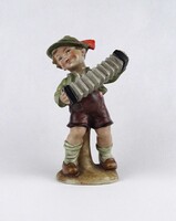 1V314 Régi nagyméretű Bertram porcelán figura harmónikázó kisfiú