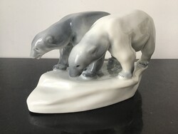 Zsolnay porcelán jegesmedve pár