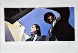 Vinkó Leó - Pulp Fiction Vincent & Jules 30 x 42 cm computerprint, merített papír