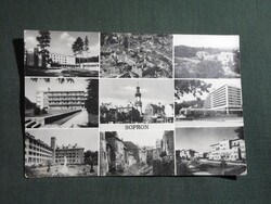 Képeslap,Sopron,mozaik,SZOT üdülő,szálló,Ikva patak,tűztorony,városi látkép,részlet,1976-