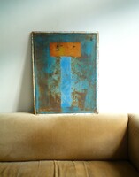 Régi fémtábla 70-es évek közlekedési tábla vintage fali dekoráció patinás loft falikép wall art