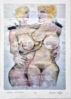 Ef Zámbó István - Lányok csengővel 42 x 30 cm computer print, merített papír