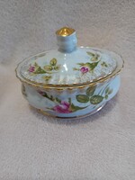 2503/21 Chodiez lengyel porcelán rózsás bonbonier