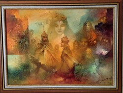 BUDAY MIHÁLY: HONFOGLALÁS 50 x 70 cm. - HIBÁTLAN, JELZETT
