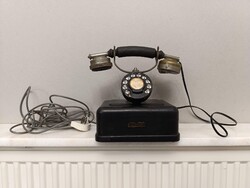 Antik telefon tárcsás asztali fekete fém készülék 350 2023