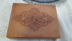 Wooden Card Box with Leather Cover