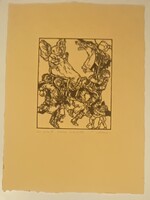 Bálványosi Huba - Ad astra IX., Áhítat, linómetszet, merített papír, jelzett, művészpéldány