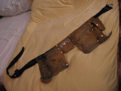 Régi marhabőr ács öv, szerszámos öv, Tapeholder