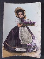 Régi képeslap Toulouse - népviseletes baba - sérült, foltos