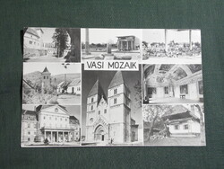 Képeslap,Vas megye,mozaik,Kőszeg,Sárvár,Bük,körmend,Szombathely,Ják, 1969-