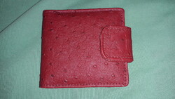 Régi piros bőrtartós HASZNÁLATLAN dupla sminktükör ecsettel 10 x 9 cm a képek szerint