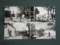Képeslap,Vaskút,mozaik,tanácsháza,művelődési ház,mozi,utca látkép,részlet,1966-