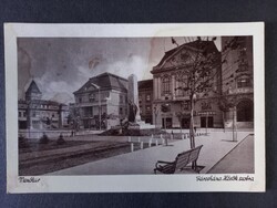 Régi képeslap - Mezőtúr - Városháza, Hősök szobra, tér - Weinstock 1939