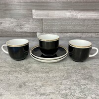 Hollóháza Hungary fekete porcelán kávés szett
