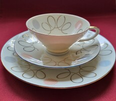 Schumann Arzberg Bavaria német porcelán reggeliző szett kávés teás csésze csészealj kistányér arany