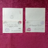 Kézbesítési vevény(2 DB) 1928-29. "Mezőtúr -Kunszentmárton"  (Akciós áron!)  Képek, leírás szerint.