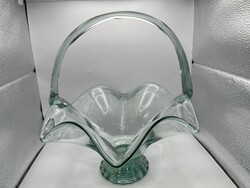 Régi üveg kosár asztalközép. 5109