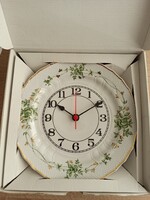 Hollóházi porcelán falióra (Erika mintás)