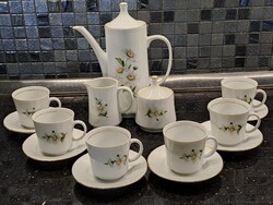Retro Alföldi porcelán margarétás kávés készlet