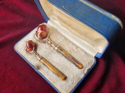 1890s Vienna Fine Craft gold glit on Silver Eagle Claw Small Smoking Pipe Set with Original Box