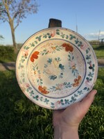 Telkibányai  népi festett keménycserép tányér, fali tányér