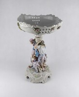 1V371 Antik hatalmas méretű Volkstedt Rudolstadt porcelán asztalközép kínáló - sérült