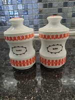 Retro Alföldi porcelán fűszertartók piros tulipános dekorral fahéj bors