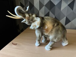 Nagyméretű régi Royal Dux elefánt figurális porcelán, 3
