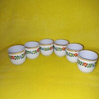 6 db, régi, Hollóházi porcelán, pálinkás pohár.