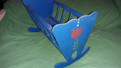 Nagyon szép tulipános antik játék babaszoba ágy kiváló állapotban 25 x 14 x 16 cm képek szerint