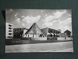 Képeslap,Pécs,Uránváros,Olimpia étterem,kocsma,presszó,bár,söröző látkép, részlet, 1963-
