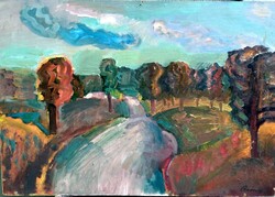 XX. sz Szentendrei festő ( Barcsay) Fák a felhők alatt.