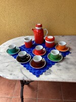 Hat színű hollóházi porcelán kávés készlet.