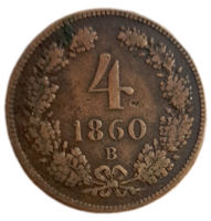 Ferenc József 1860 B 4 Krajcár