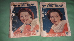 1934. Lola Stein : 10 év I.-II. színes regénytár 328 -329. szám ponyva könyv a képek szerint