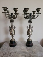 Antik Francia bronz gyertyatartó pár