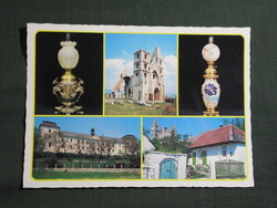 Képeslap,Zsámbék,mozaik,Templom rom,Zichy-kastély,utca  látkép,részlet, 1986-