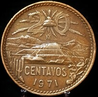 Mexikó 20 centavo, 1971 Régi címer C08B3