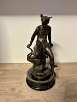 Eutrope Bouret (1833 - 1906) Mercure, bronz szobor