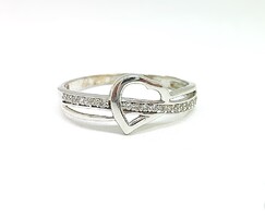 Fehér arany szíves köves gyűrű (ZAL-Au129653)