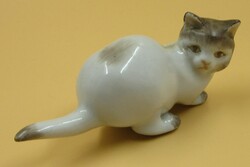 Régebbi Zsolnay porcelán cica, macska , jelzett.