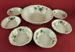 Zsolnay búzavirág mintás kompótos készlet