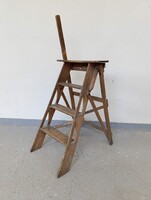 Antik kétágú kis méretű fa létra könyvtár szobafestő bútor kinyitható 826 2116
