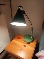 Régi retro nagy méretű Szarvasi gégecsöves fém asztali lámpa zöld mid century