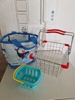 3db játék bevásárlókosár: műanyag, fém és műanyag szövet